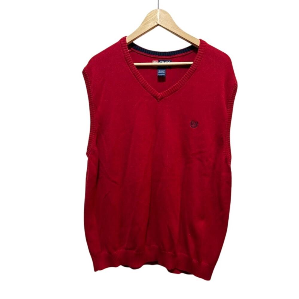 Chaps red sweater vest 100% cotton men's size XXL V neck golf classic preppy